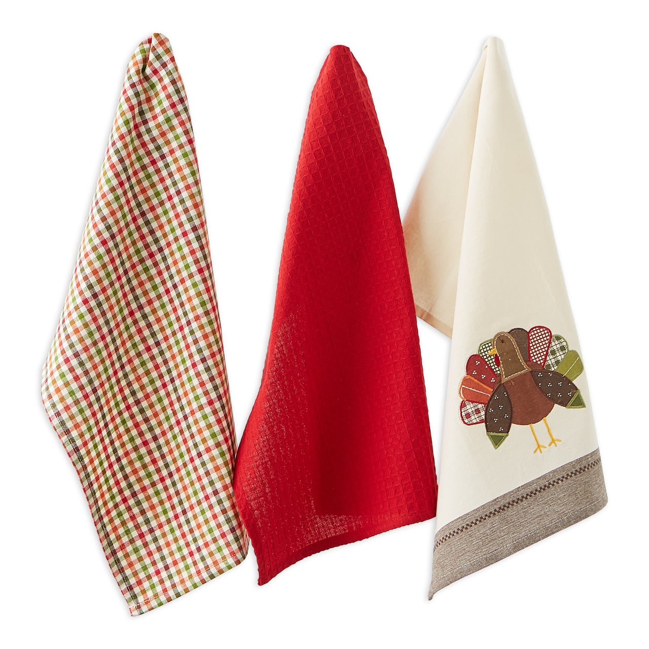 DII® Assorted Fall Turkey Embroidered Dishtowel Set